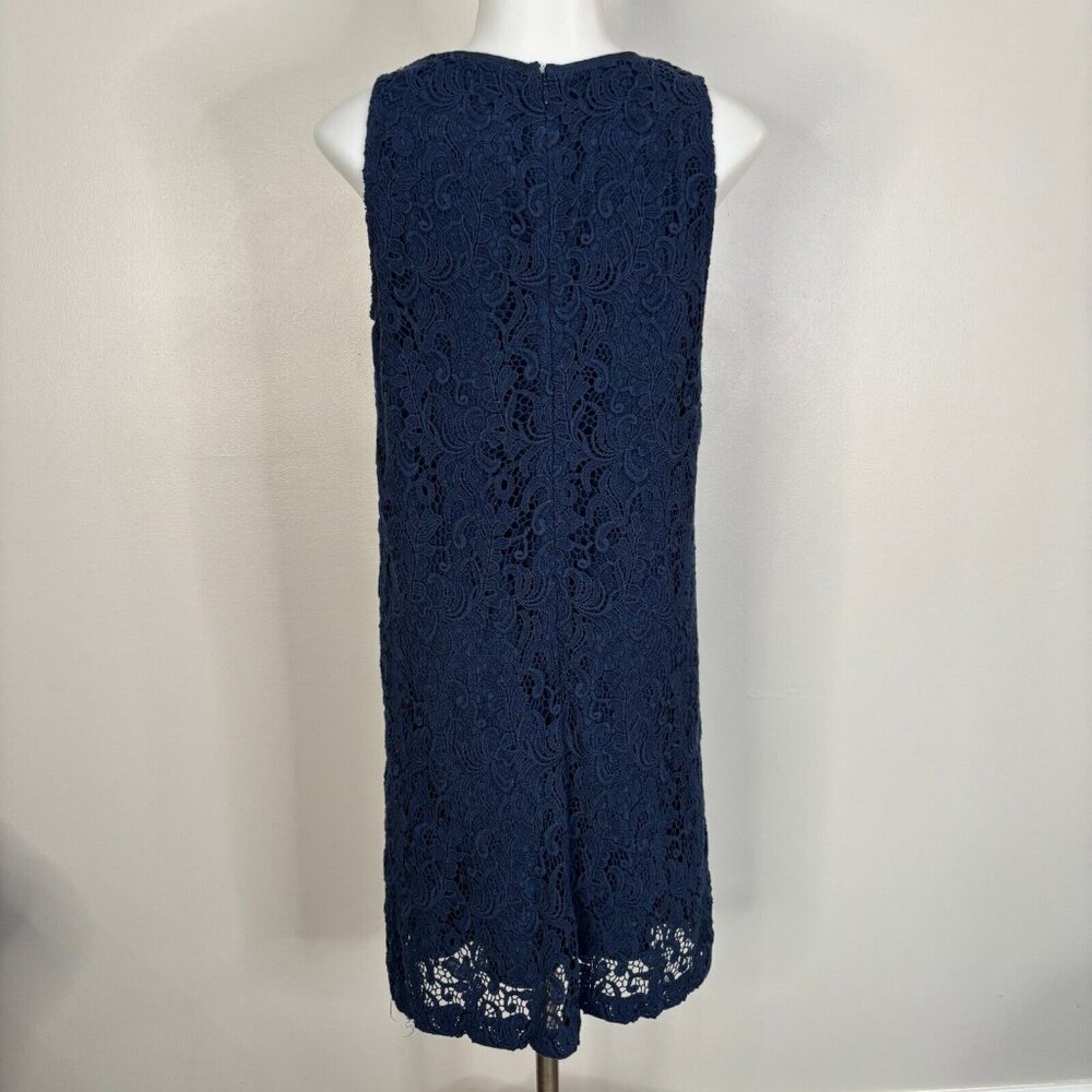LOFT Shift Dress 6 Navy Blue Crochet Lace Sleeveless Women's - Picture 5 of 11